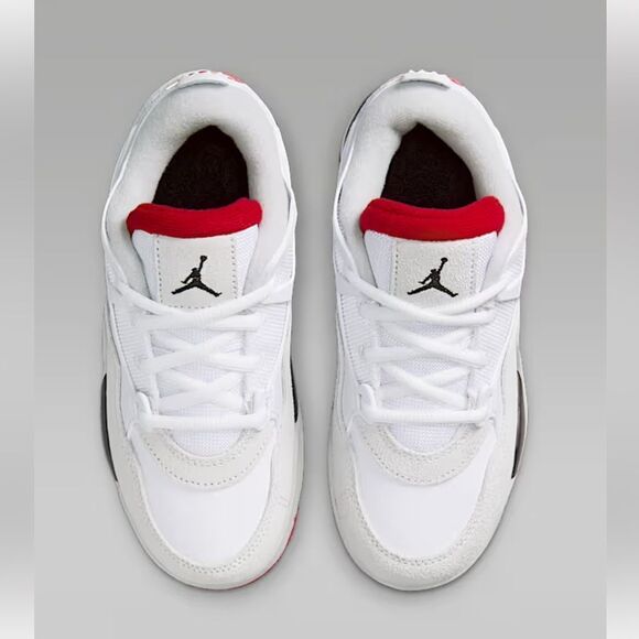 Air Jordan 4 RM Red & White Kids Leather Sneaker(Size 5.5Y) - Picture 3 of 12